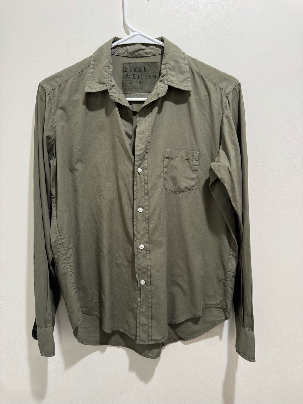 Frank & Eileen Eileen Button Front Shirt Olive Green XXS